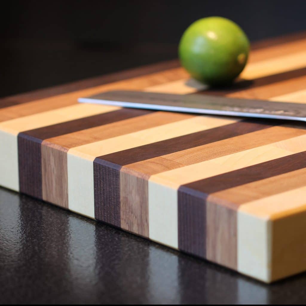 Birch, Oak & Walnut End Grain Cutting Board detail view