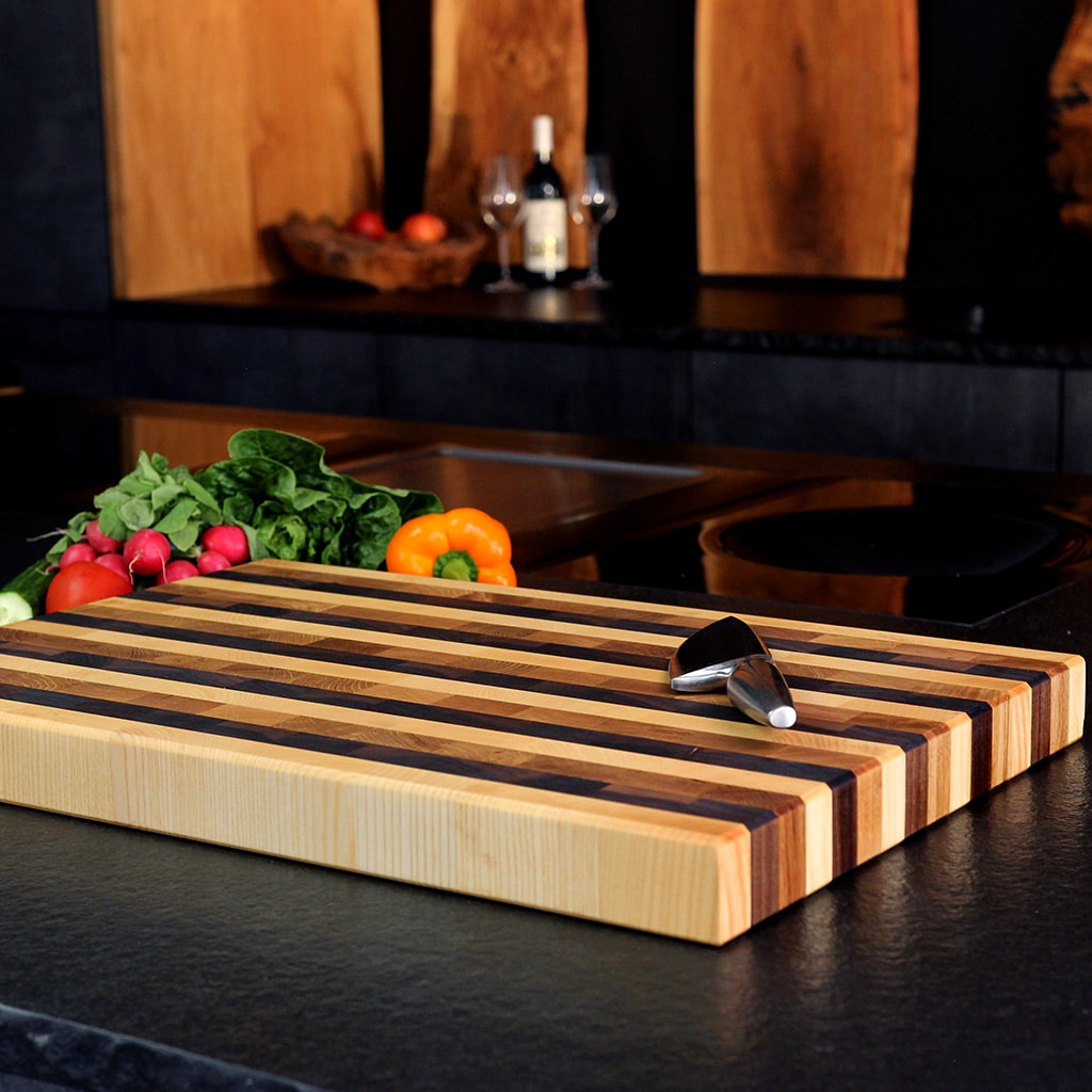 Birch, Oak & Walnut End Grain Cutting Board detail view