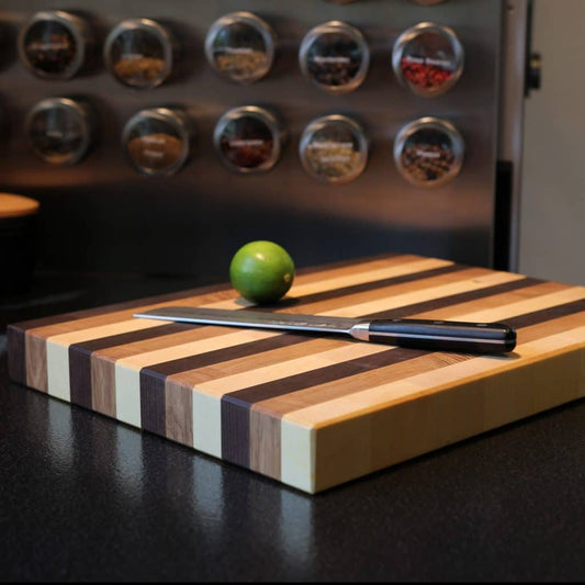 Birch, Oak & Walnut End Grain Cutting Board detail view