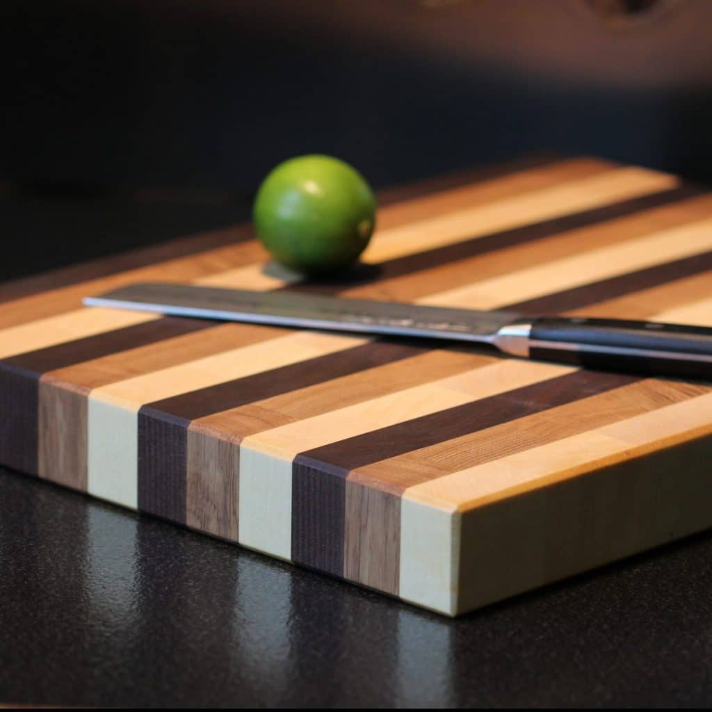 Birch, Oak & Walnut End Grain Cutting Board detail view