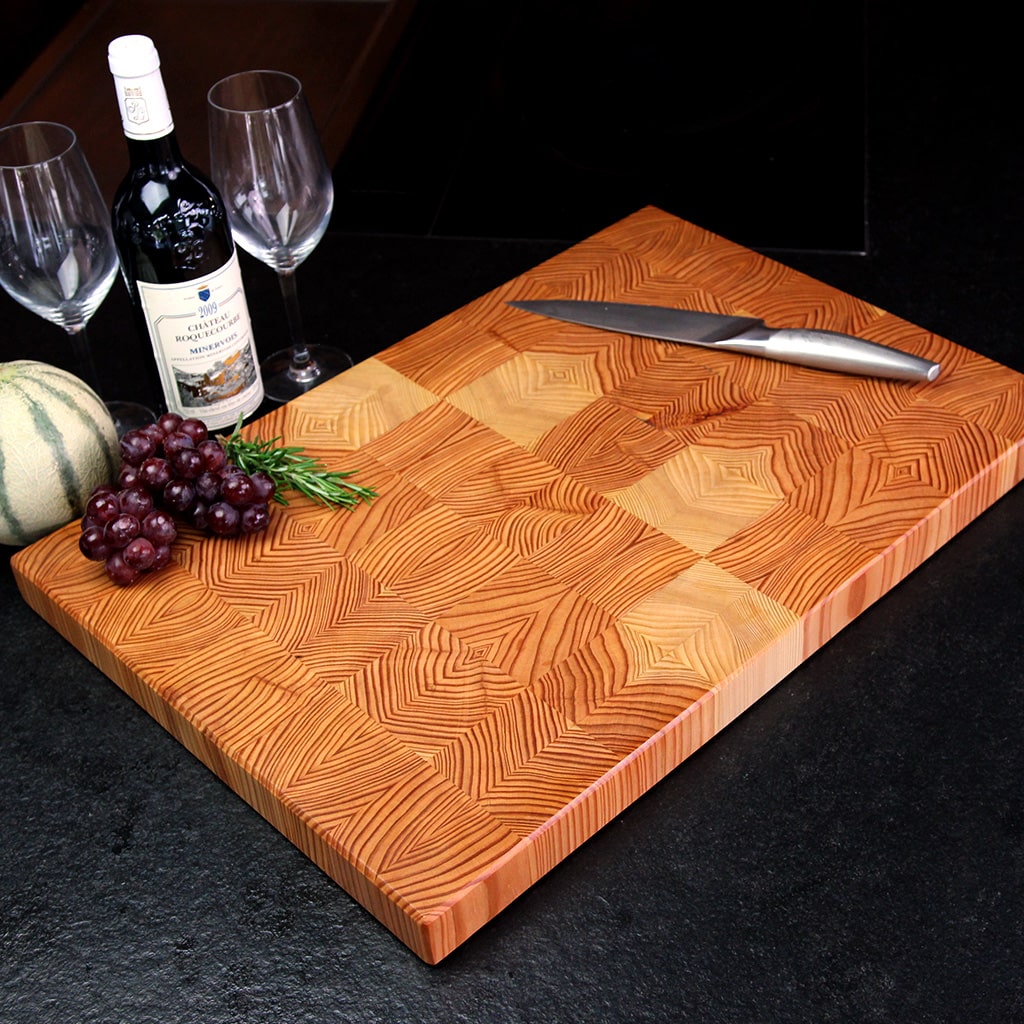 Larch End Grain Cutting Board detail view