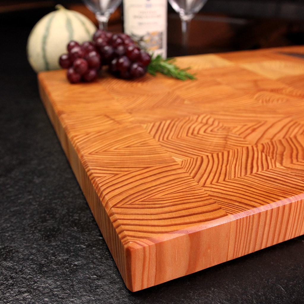 Larch End Grain Cutting Board detail view