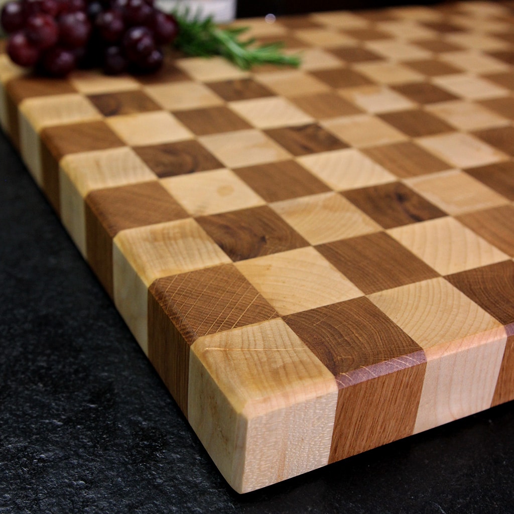 Checkerboard End Grain Cutting Board detail view