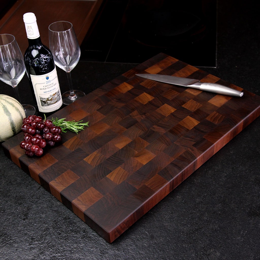 Walnut End Grain Cutting Board detail view