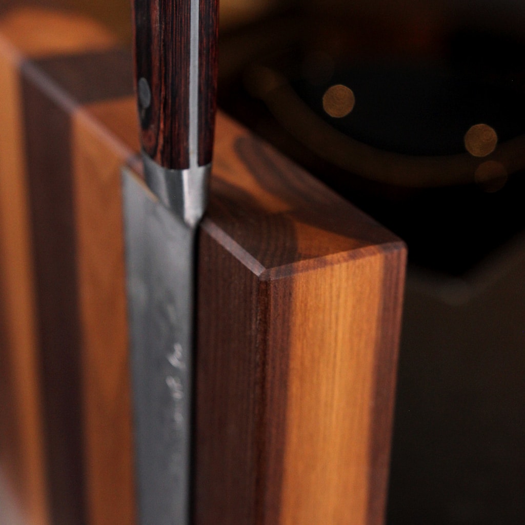 Walnut Magnetic Knife Block handcrafted solid wood magnetic knife block