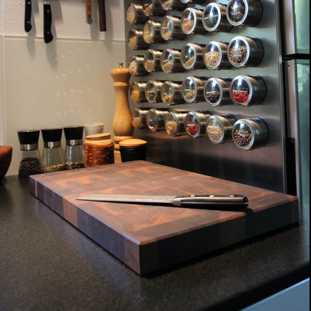 Walnut End Grain Cutting Board detail view