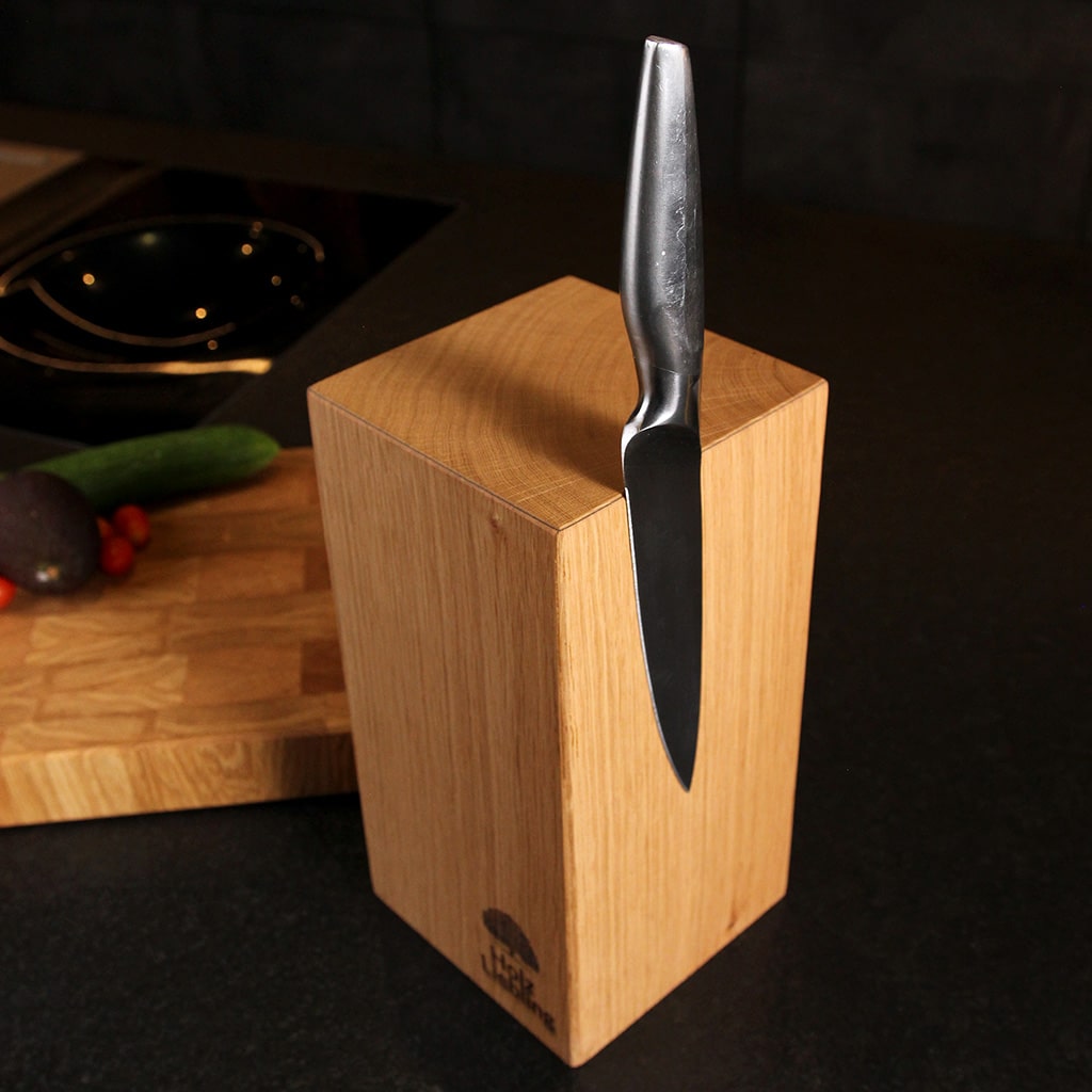 Oak Monolith Magnetic Knife Block handcrafted solid wood magnetic knife block