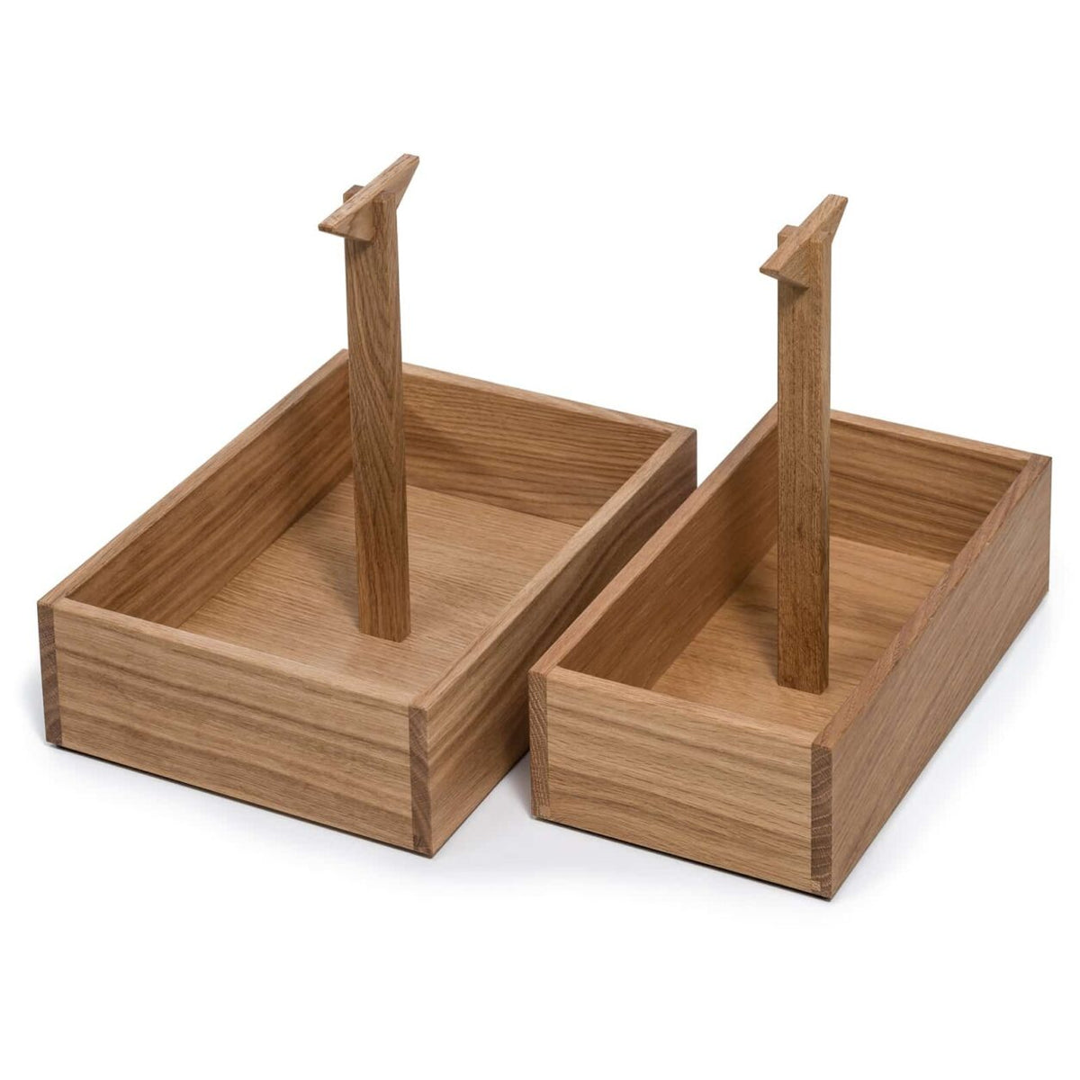 Small and large oak spice caddies