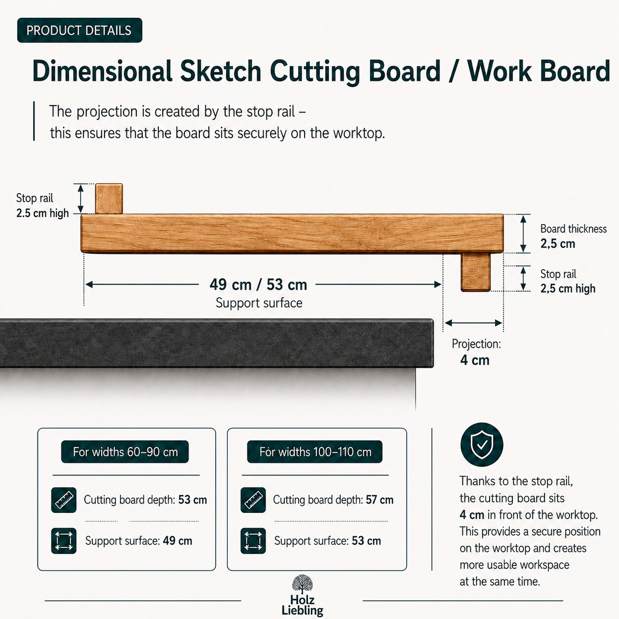 Wooden Pastry Board with Raised Edge