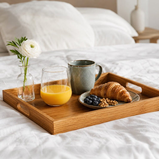 Rectangular oak serving tray