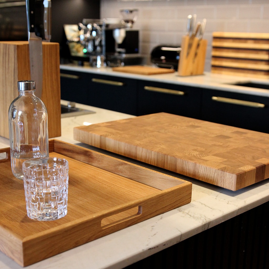 Rectangular serving tray made from oak