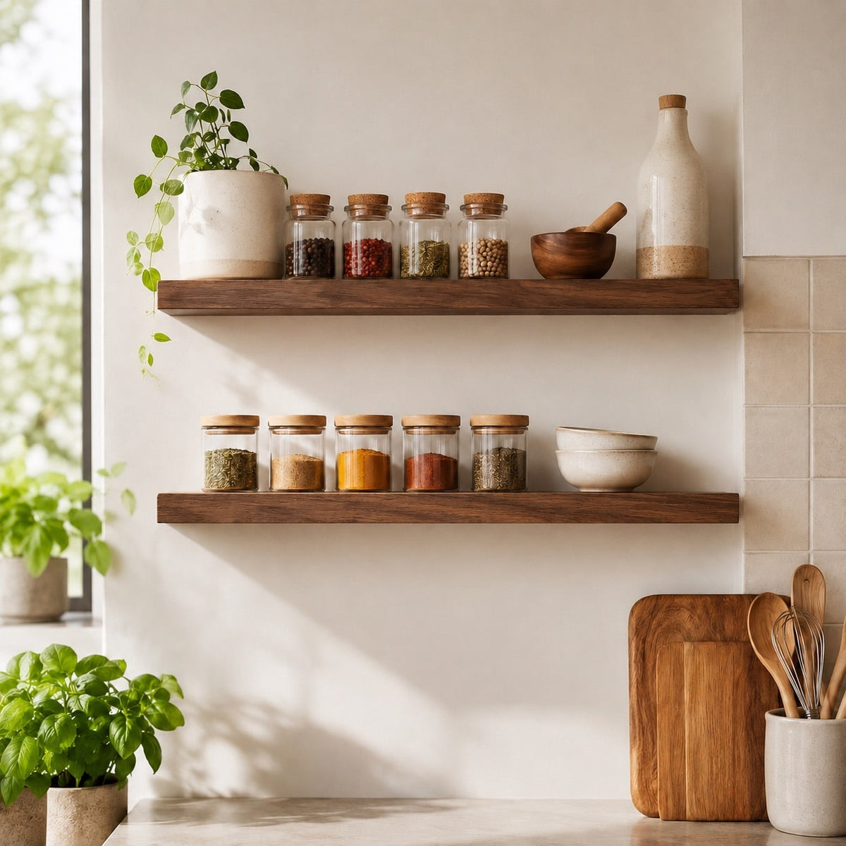 Walnut spice rack set
